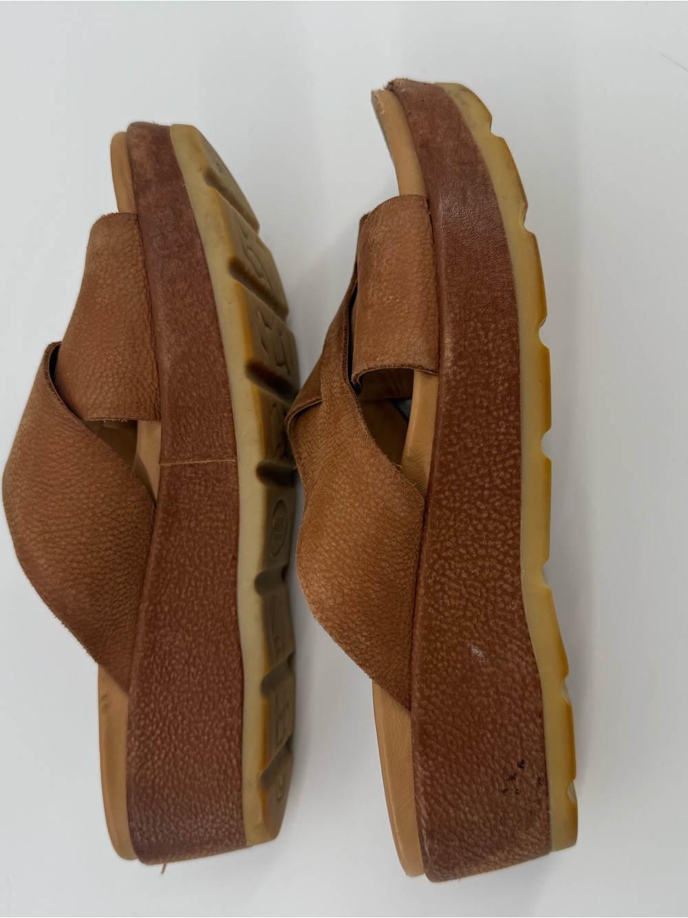 Kork-Ease Women's Tan Brown Leather Crossover Slide Mules - Picture 7 of 9